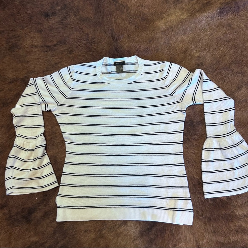 Ann Taylor Striped Bell Sleeve Sweater